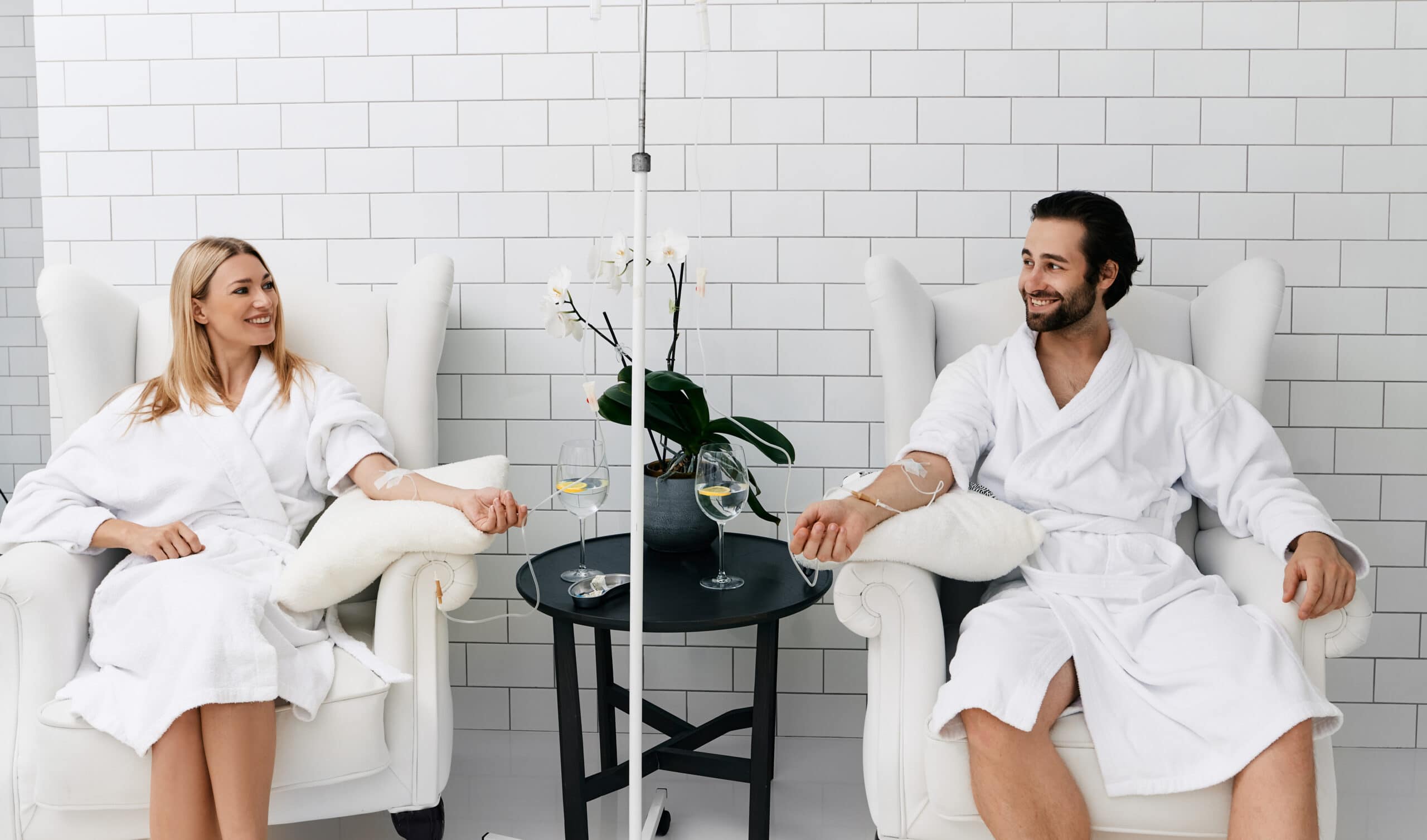 Young Couple Getting IV therapy | Infused Medspa + IV in Horseshoe Bay, TX